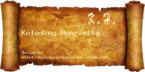 Kolodzey Henrietta névjegykártya